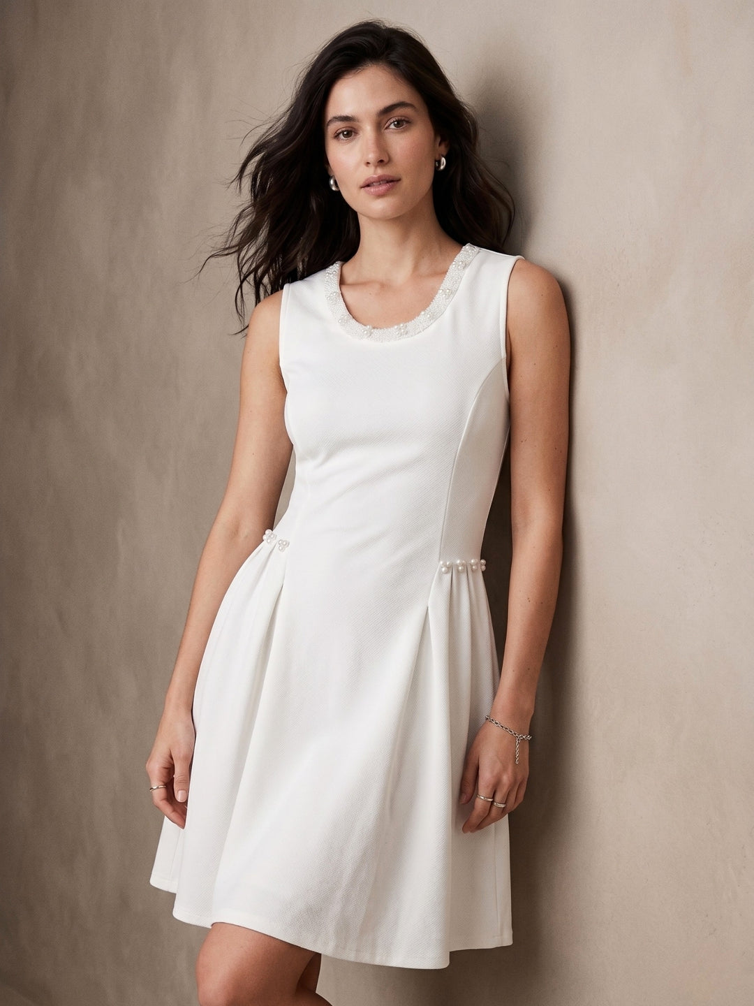 White Embellished Mini Dress