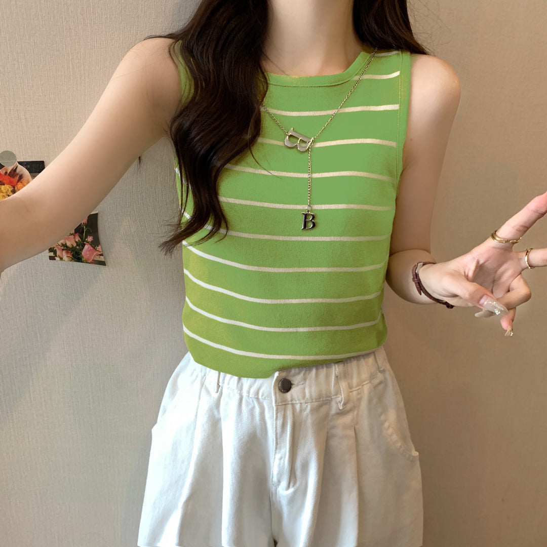 Green Stripes Tank Top