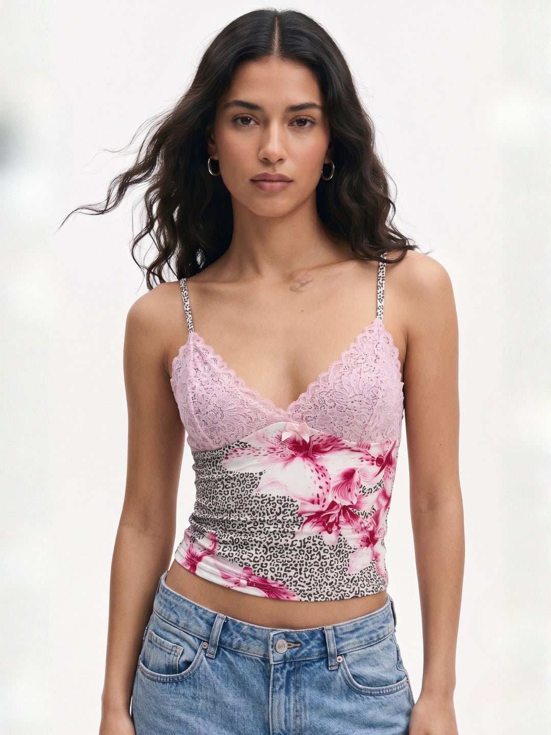 Pink Spaghetti Strap Fitted Top