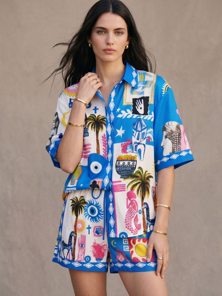 Multi All Over Printed Shirt And Pant Set