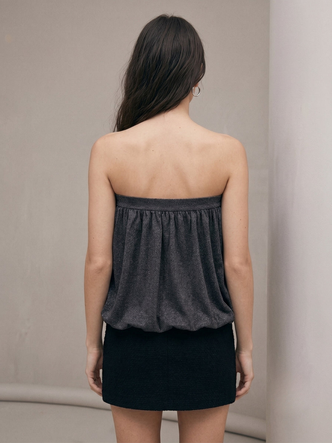 Black Tube Flouncy Solid Top