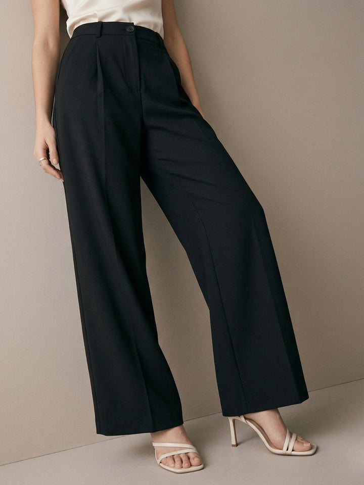 Black High Waist Slim Trousers