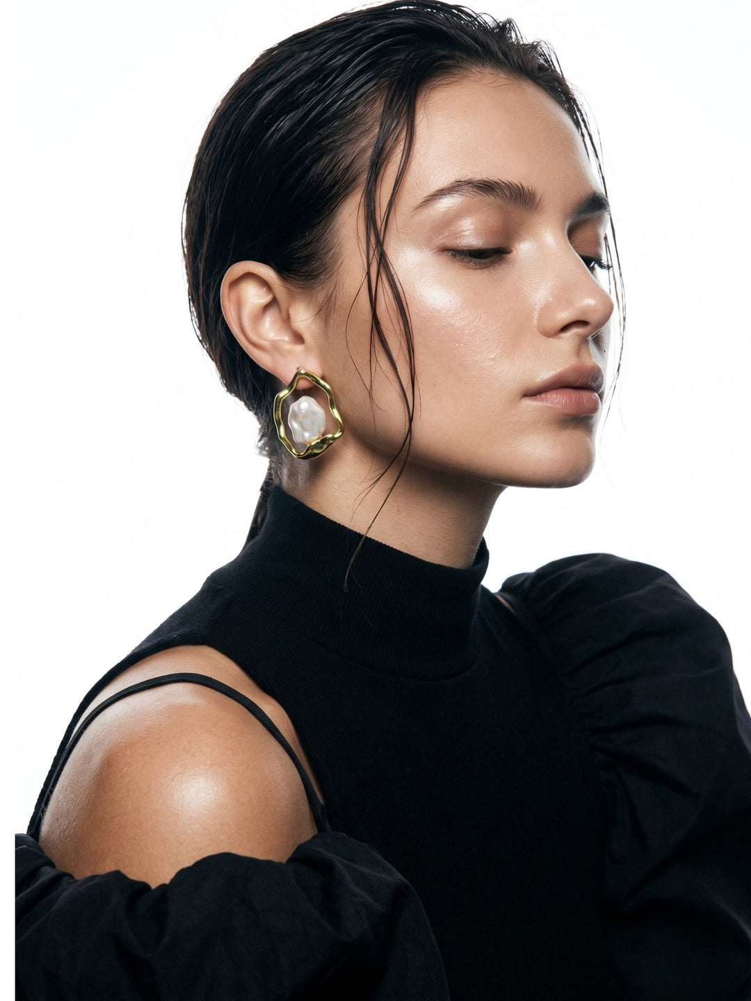Gold Chunky Stone Earrings
