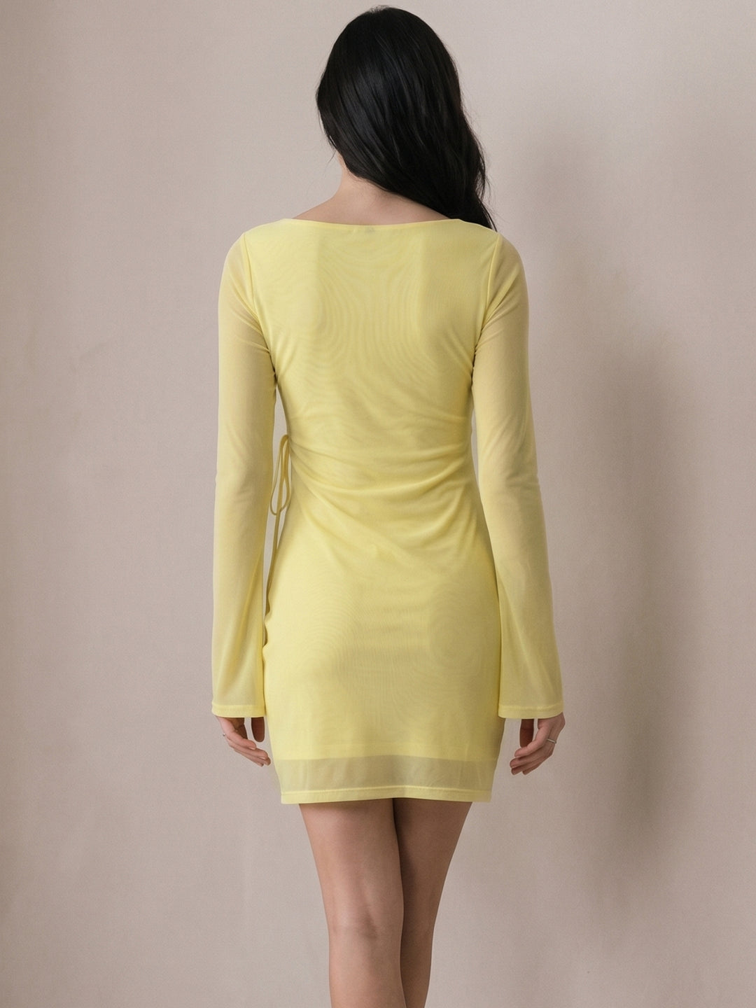 Yellow Full Sleeve Wrap Dress
