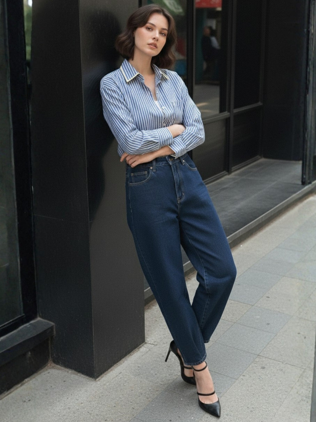 Blue Oversized Stripe Shirt