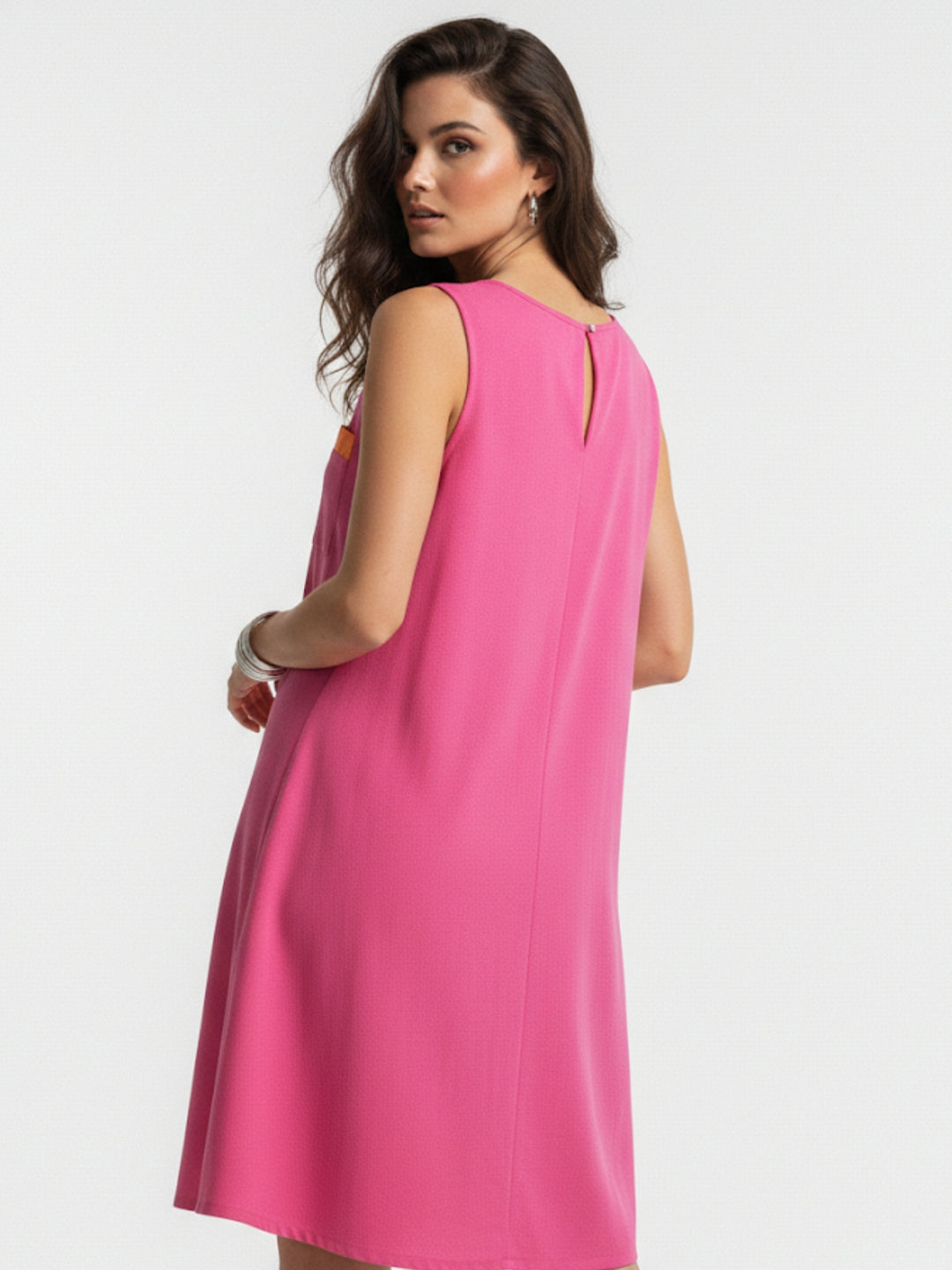 Magenta A Line Dress With Pocket Detail