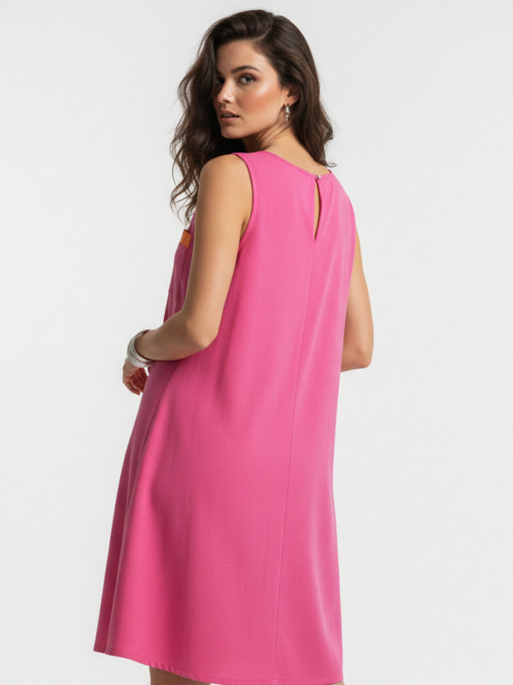 Magenta A Line Dress With Pocket Detail
