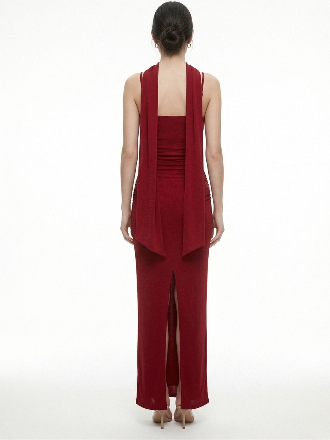 Burgundy Sweetheart Neckline Mermaid Dress With Scarf
