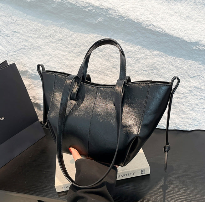 Black Classic Structured Shopper