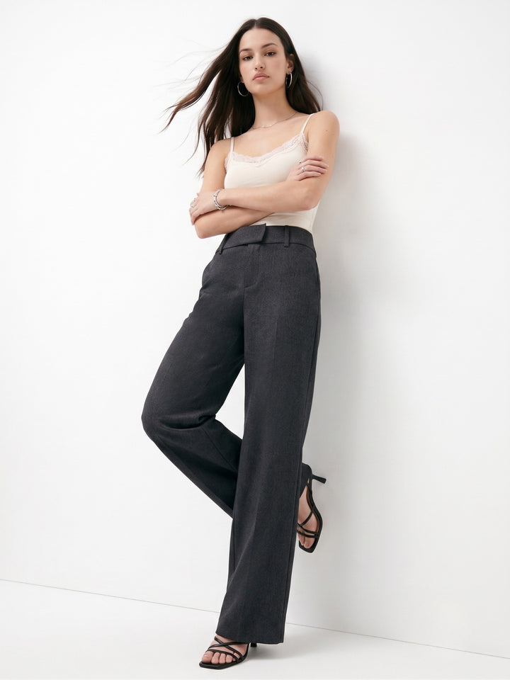 Grey High Waisted Solid Trouser