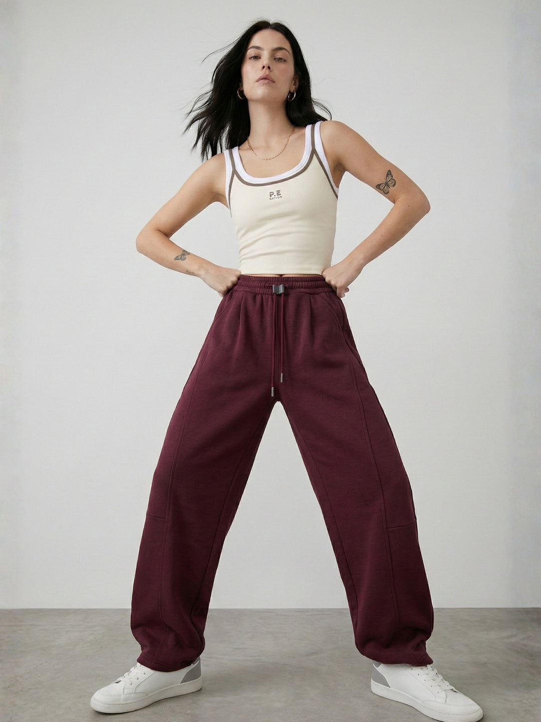Maroon High Waist Wide Leg Pant