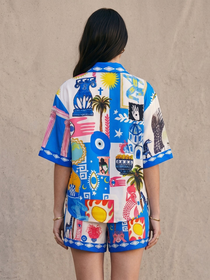 Multi All Over Printed Shirt And Pant Set
