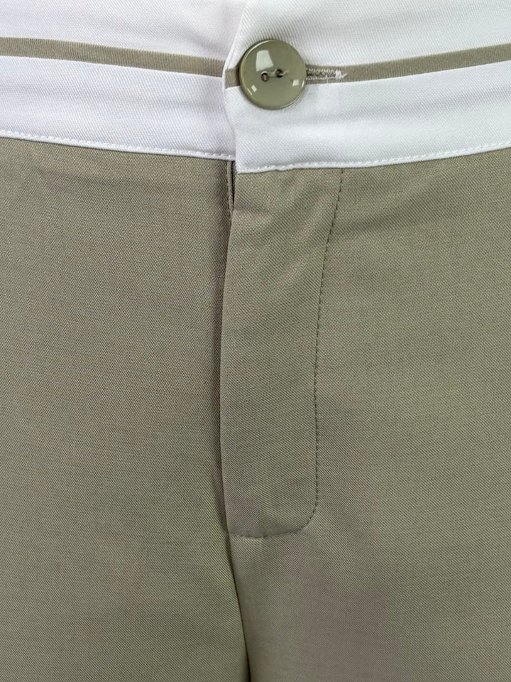 Olive Contrast Coloured Waistband With Side Binding Trouser