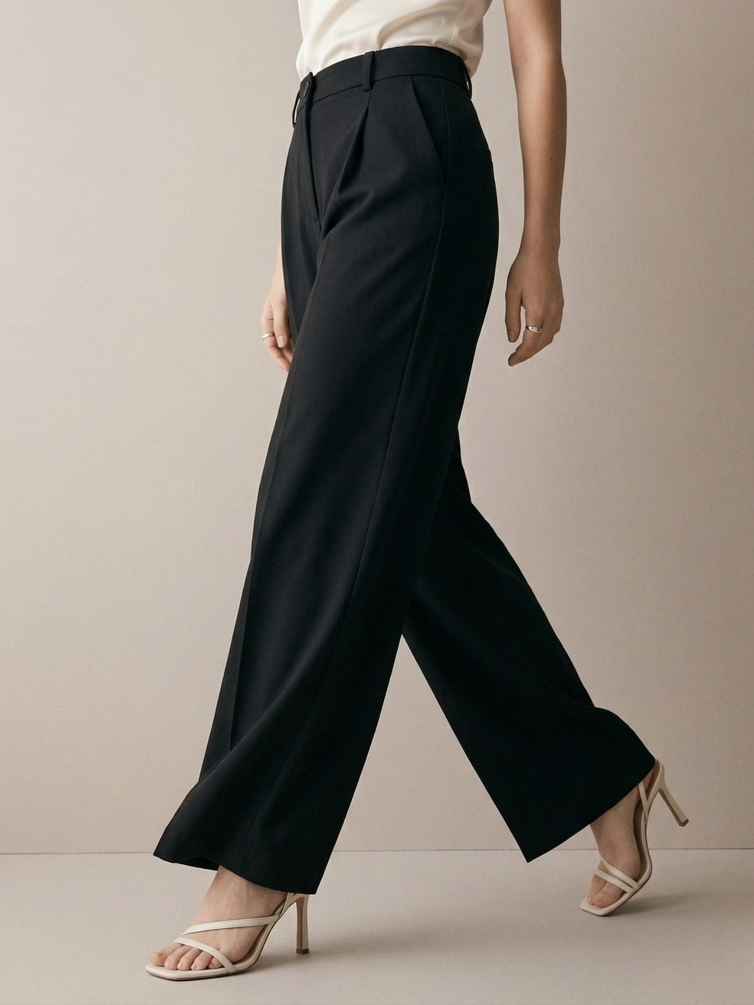 Black High Waist Slim Trousers