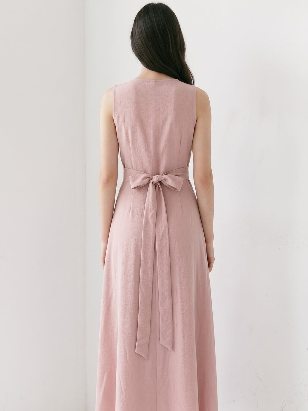 Pink Wrap Dress With Waist Tie Up Detail