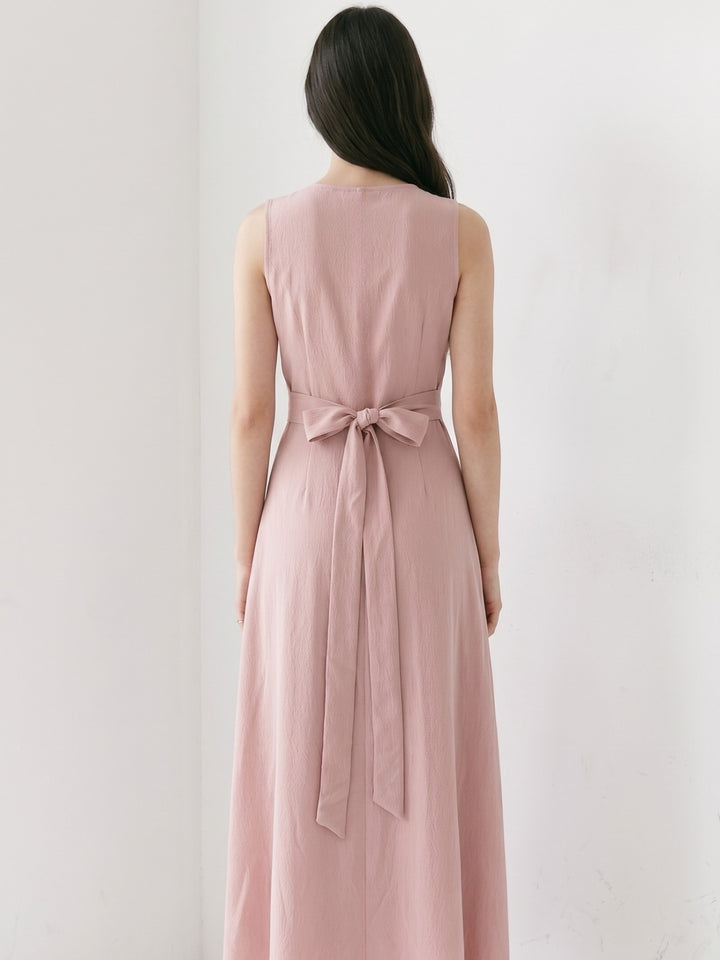 Pink Wrap Dress With Waist Tie Up Detail