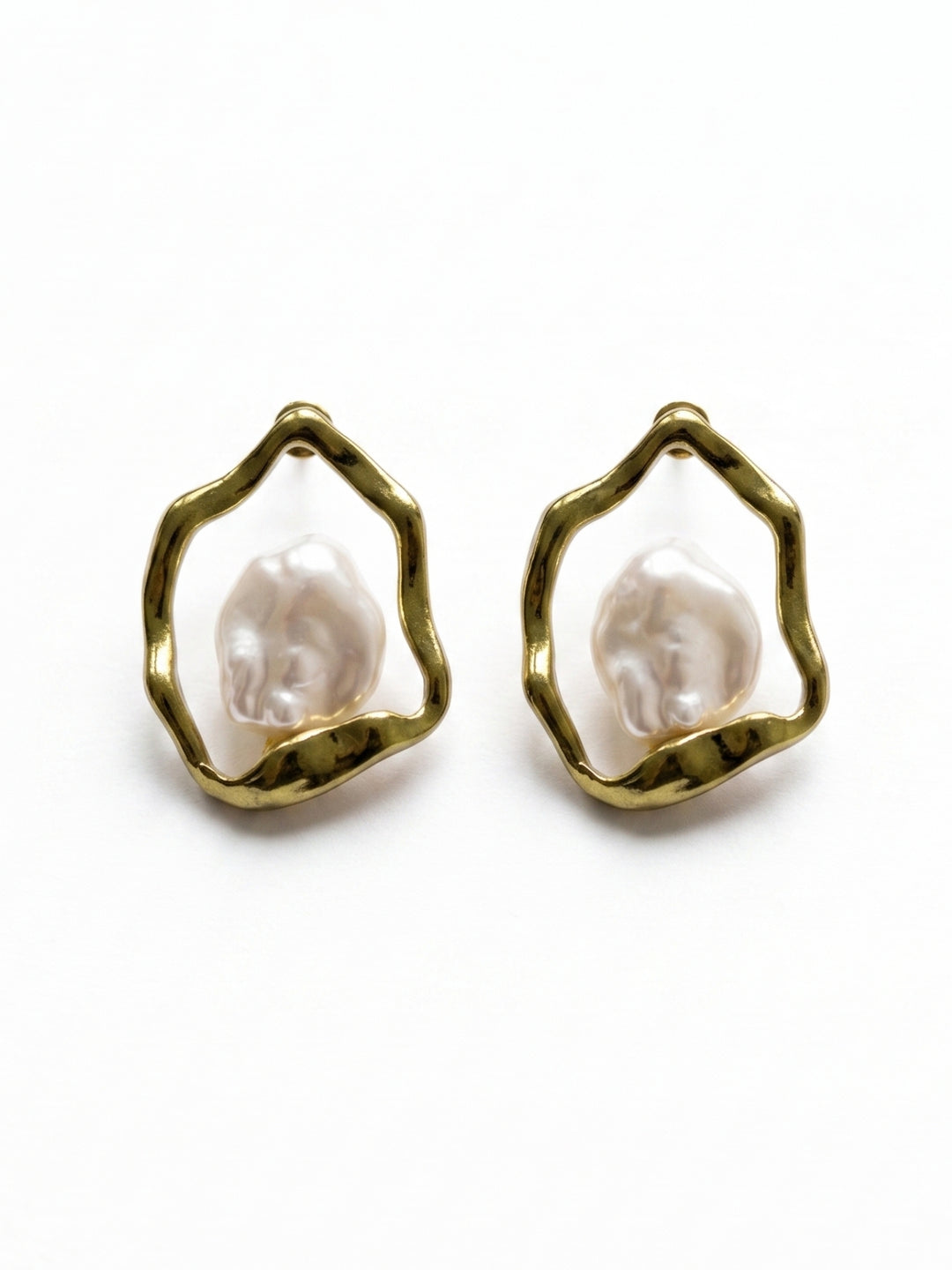 Gold Chunky Stone Earrings