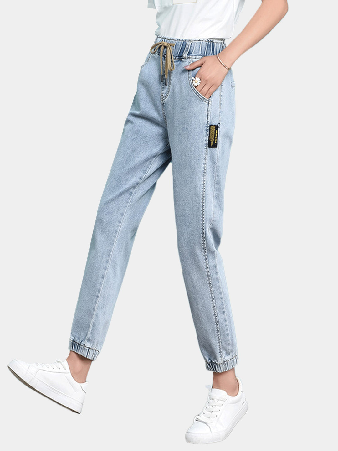 Blue Drawstring Jogger Denim