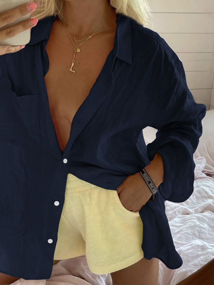 Navy Blue Full Sleeve Button Down Collared Shirt