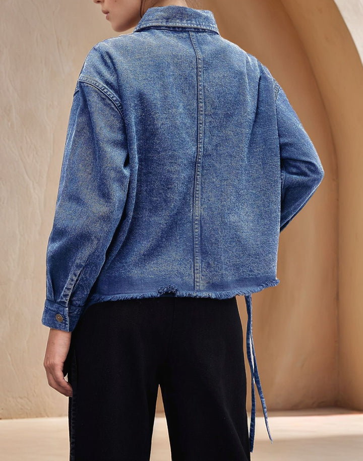 Blue Full Sleeve Collared Double Pocket Jackets