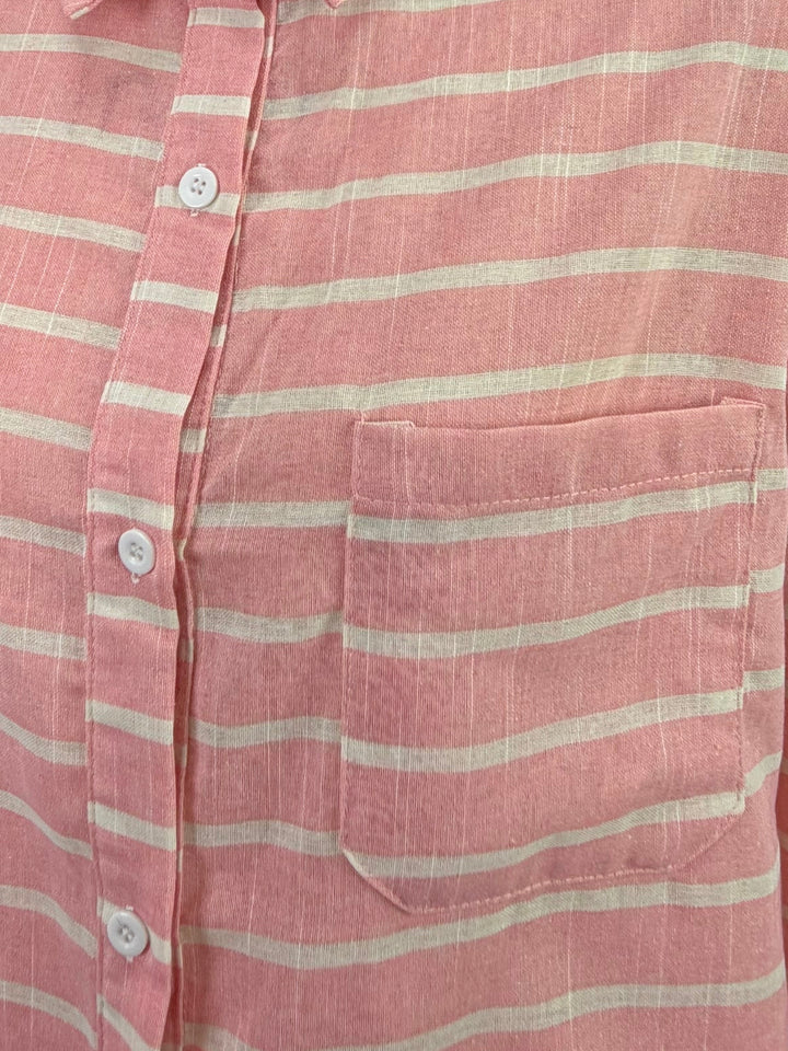 Pink Button Down Striped Shirt