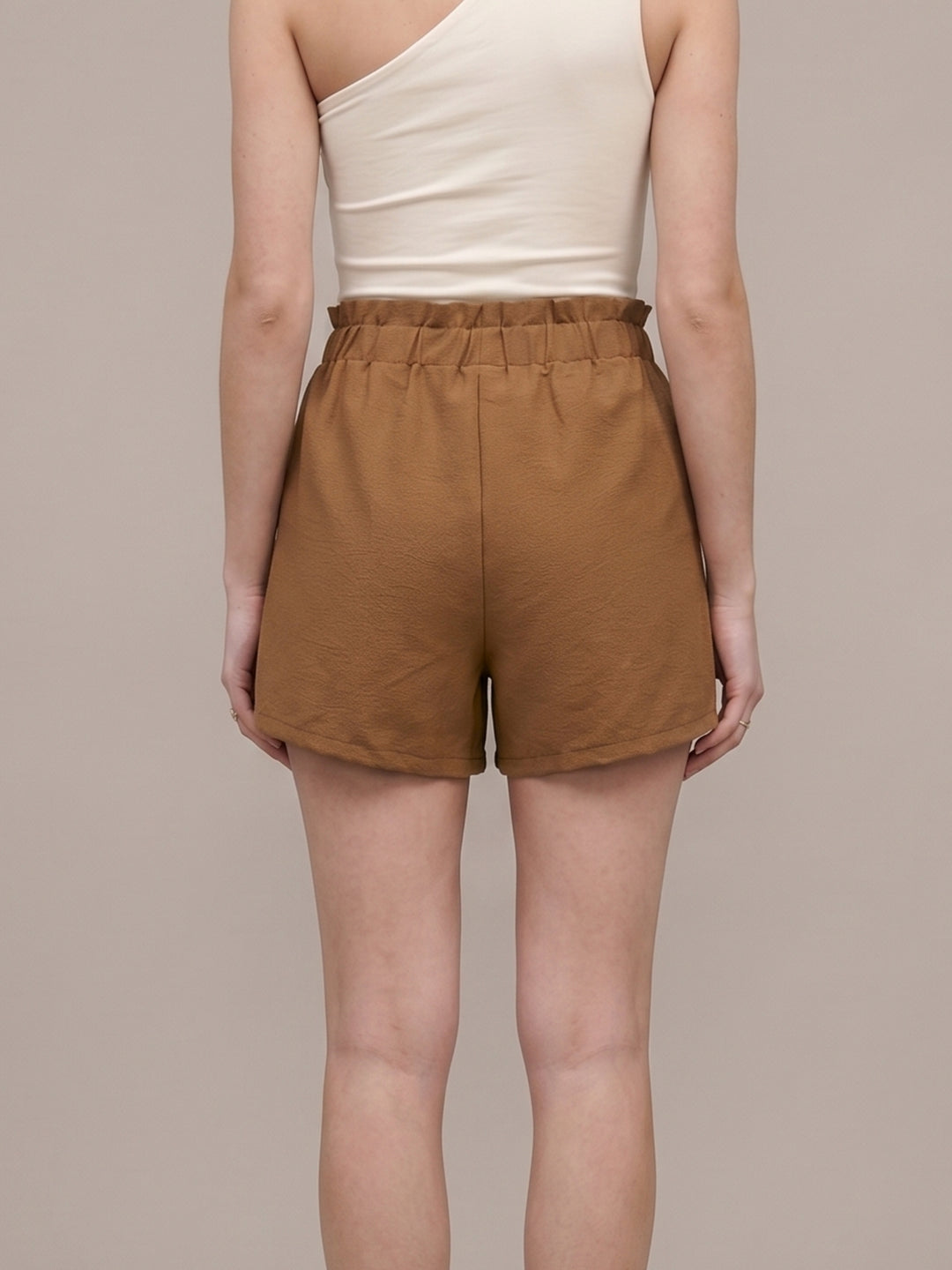 Brown Drawstring Attached Shorts