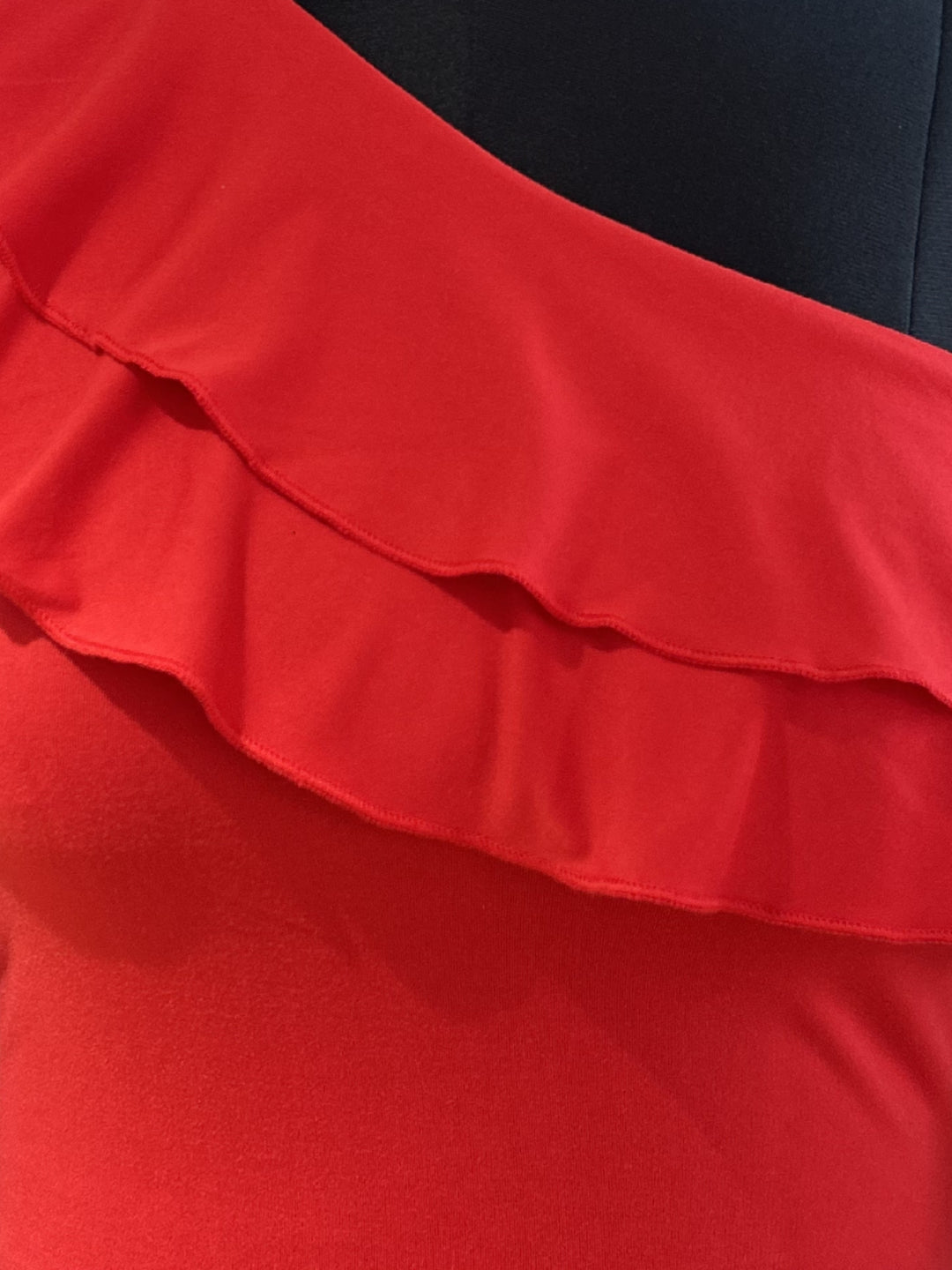 Red One Shoulder Ruffled Top