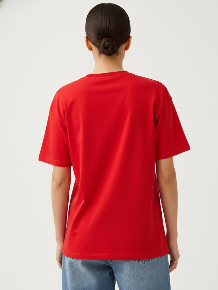 Red Crew Neck Graphic Tshirt
