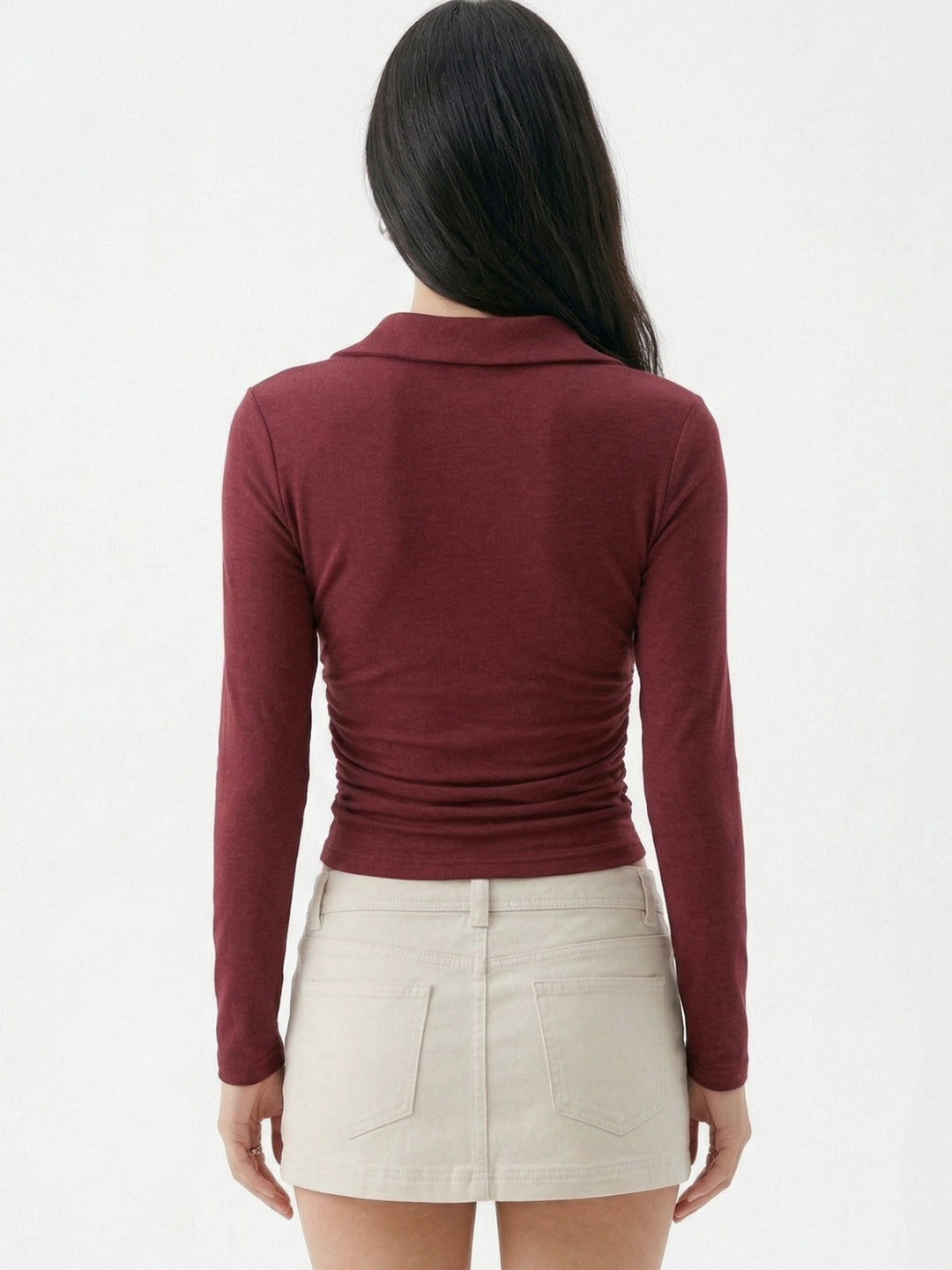 Wine Collared Casual Top