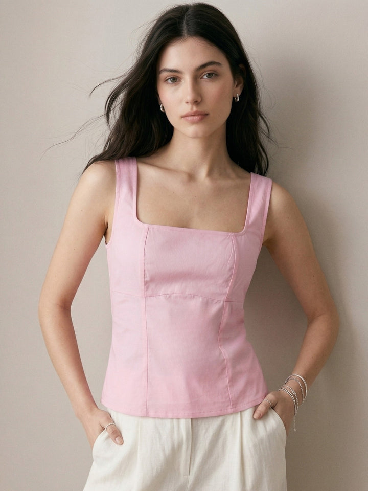 Pink Back Bow Tank Top