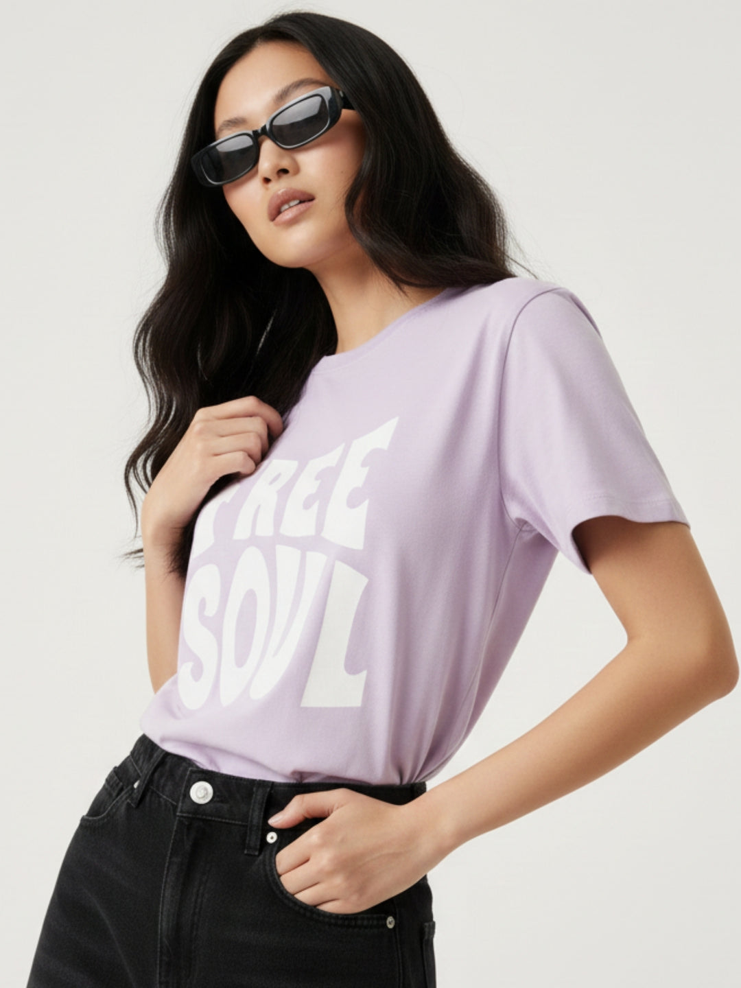 Lilac Regular Fit Graphic Tshirt