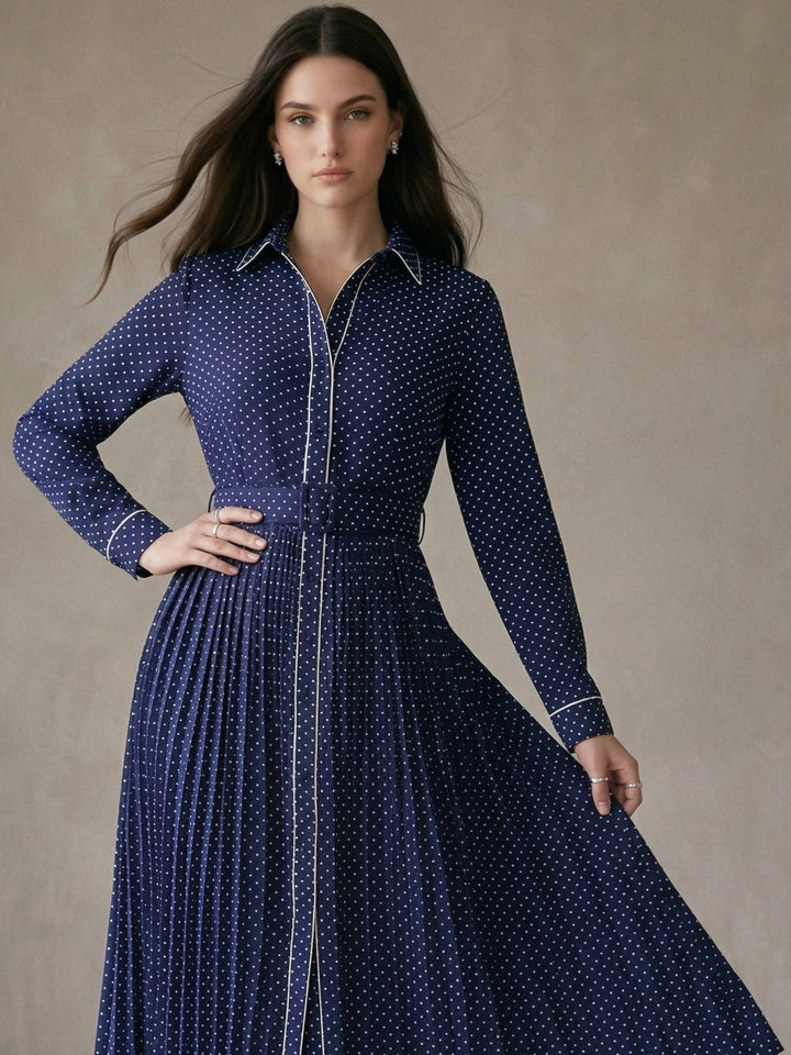 Navy Blue Long Shirt Dress