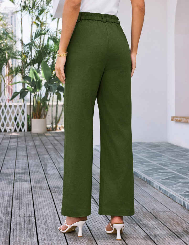 Olive High Waist Double Pocket Pant