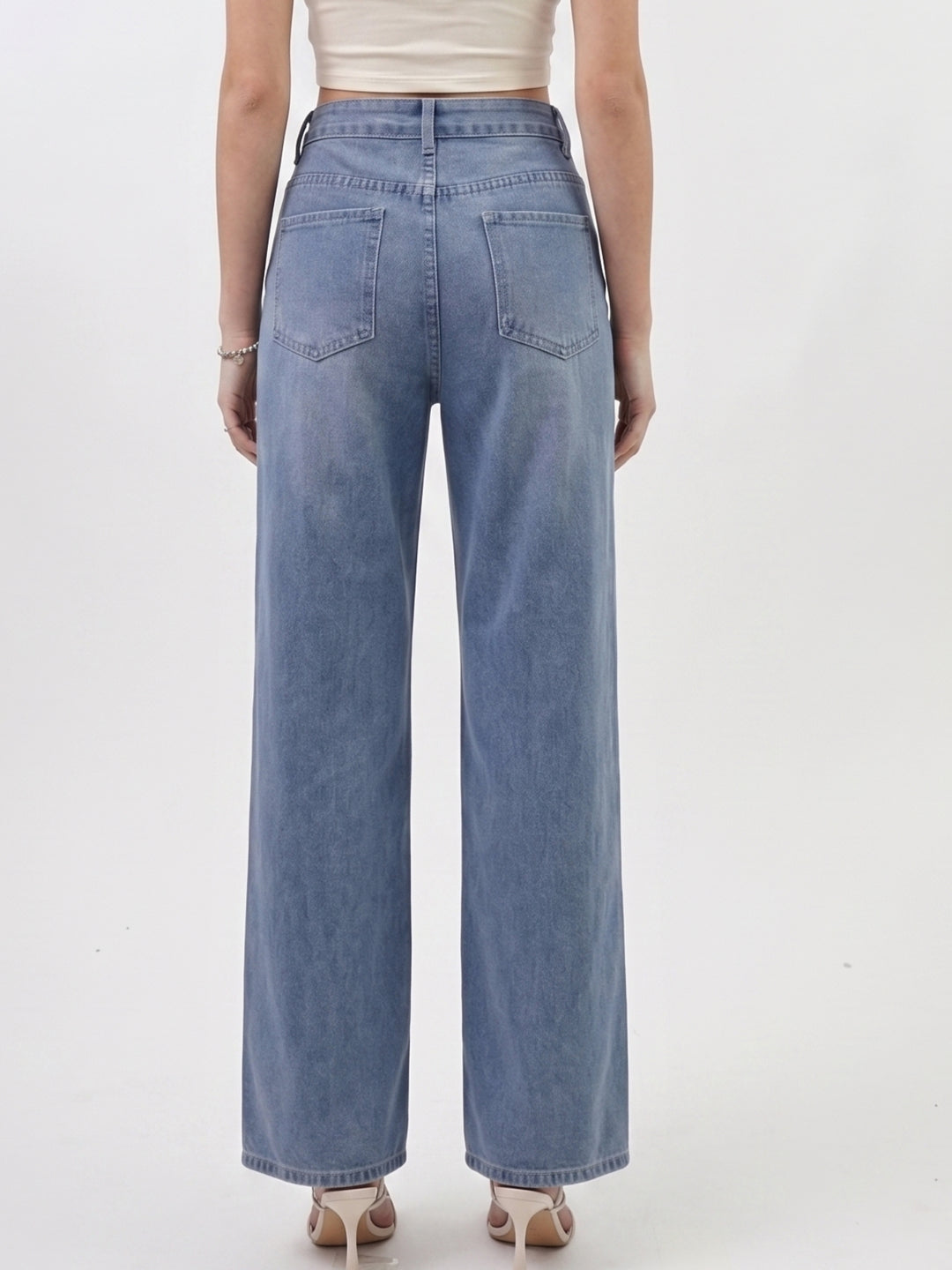 Light Blue High Waist Wide Leg Jeans