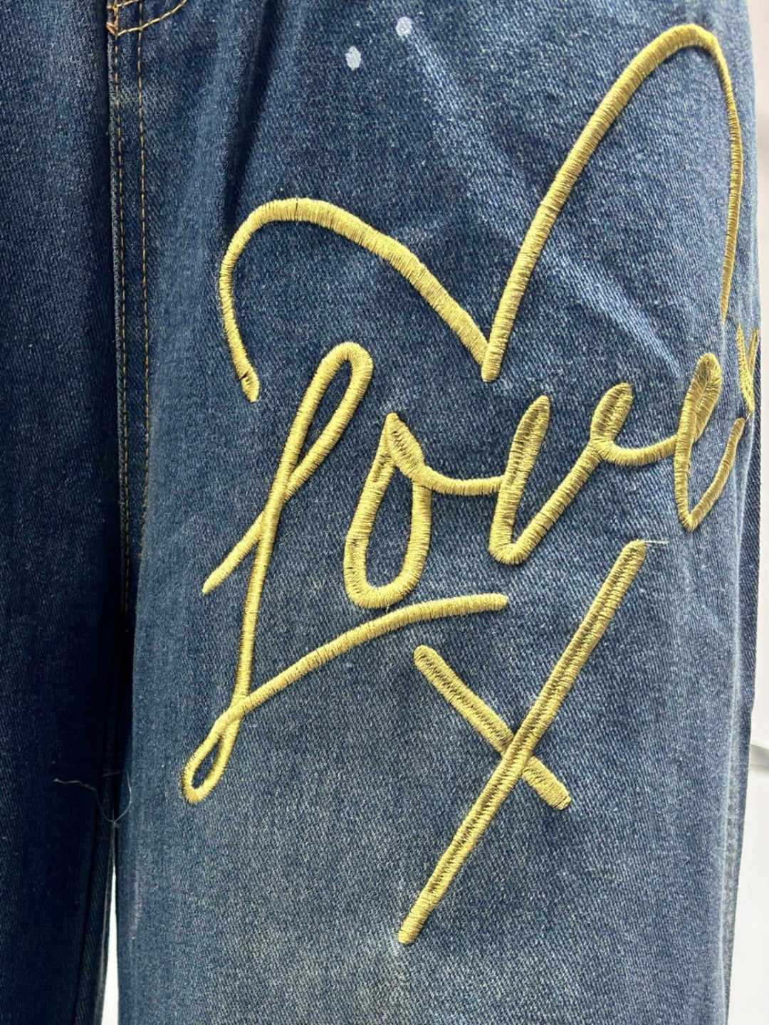 Blue High Waist Printed Jeans