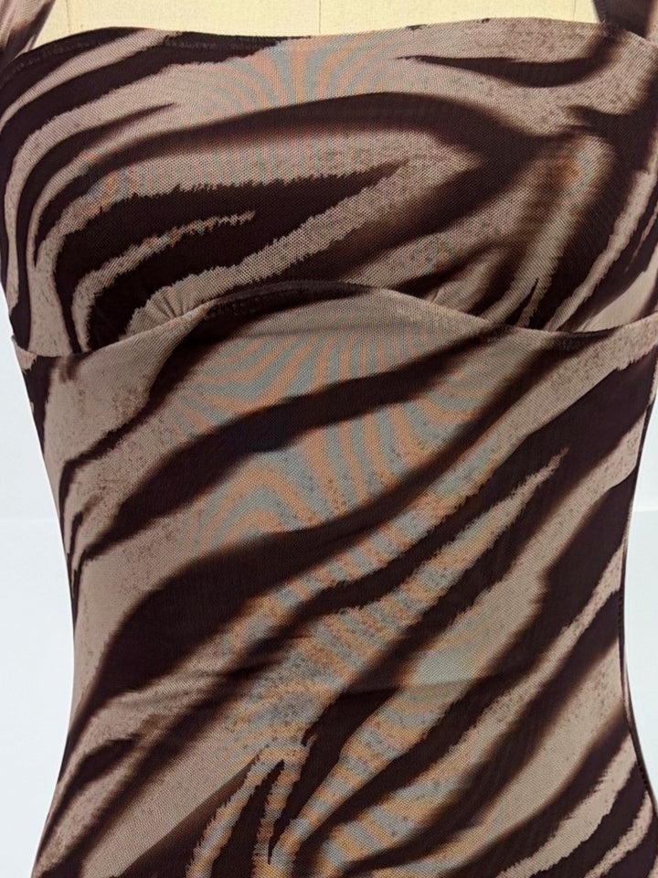 Multi Square Halter Neck Animal Printed Dress