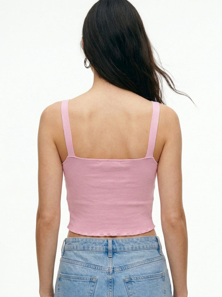 Pink Sweetheart Neck Fitted Camisole