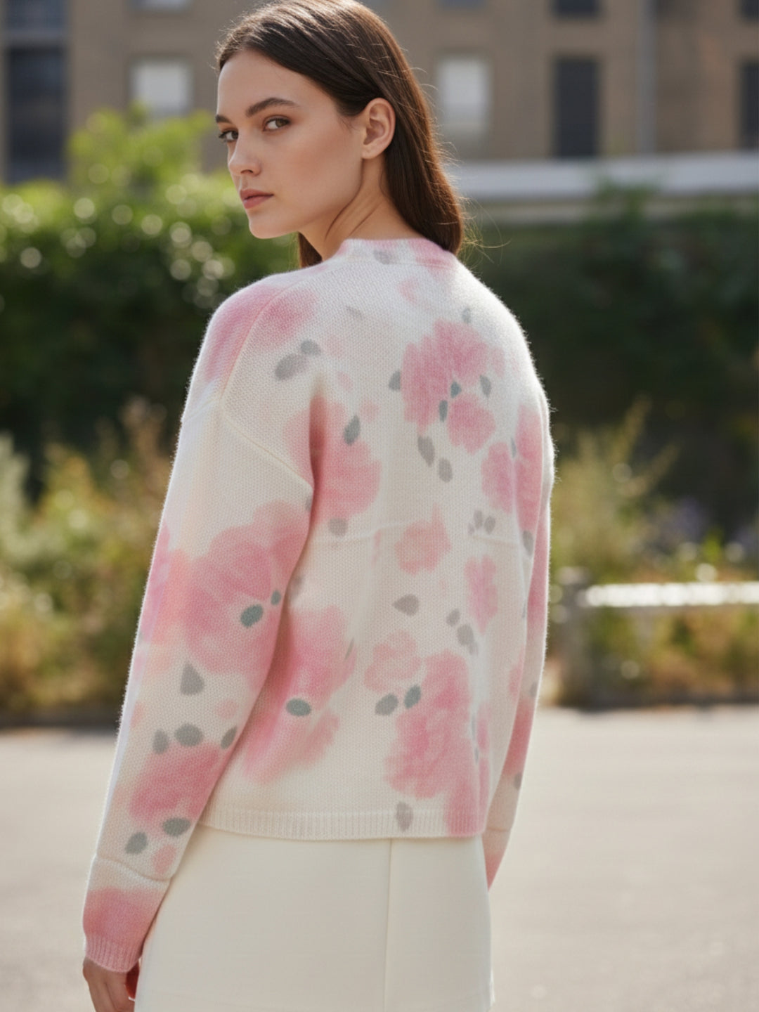 Cream Printed Button Down Cardigan