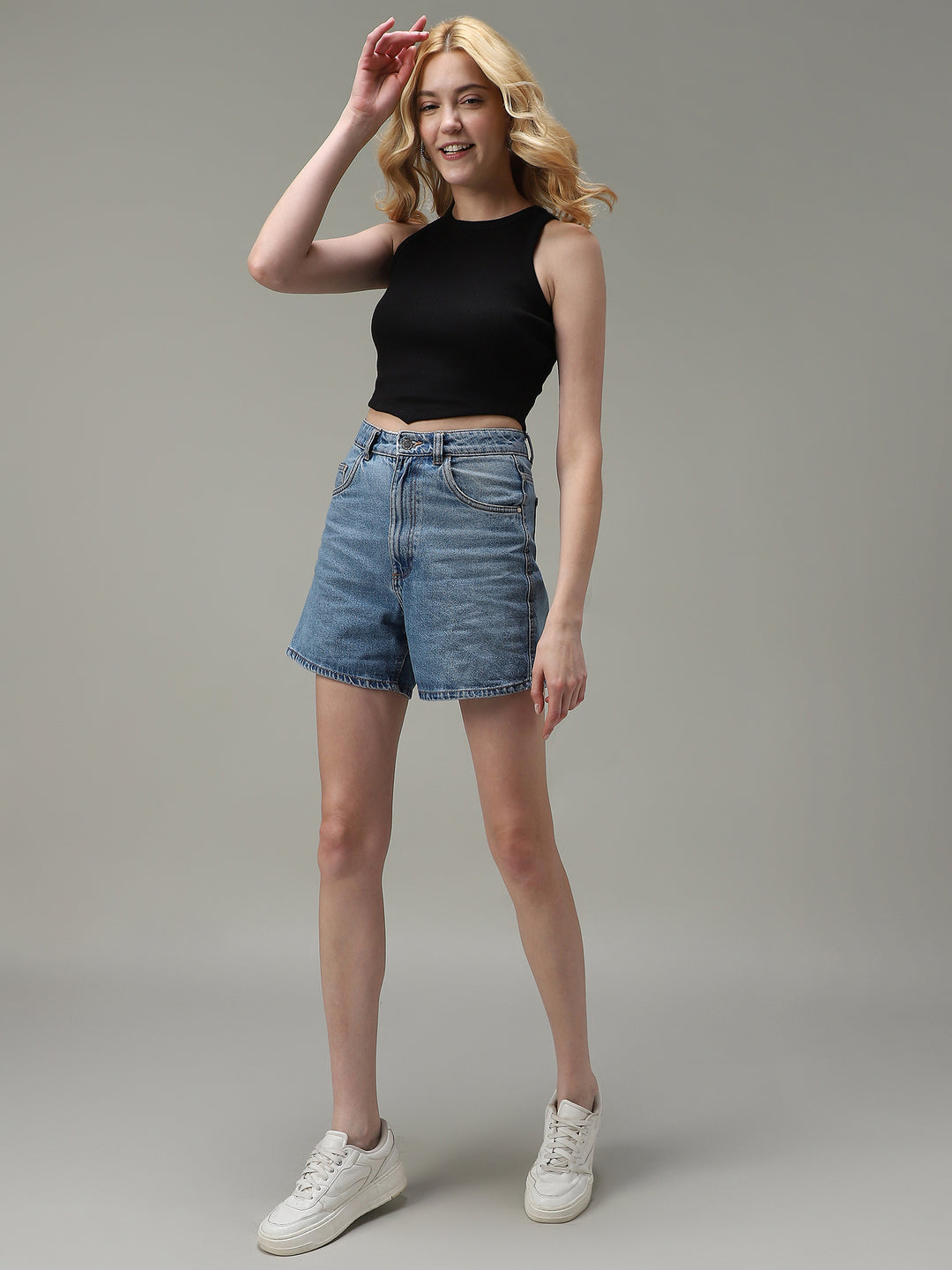 Black Assymetric Hem Tank Top