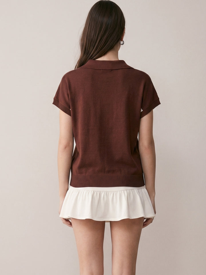 Brown Short Sleeve Polo T-shirt
