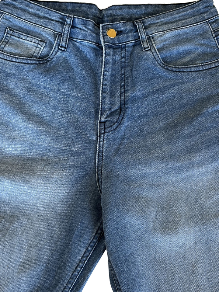 Blue High Waist Wide Leg Jeans