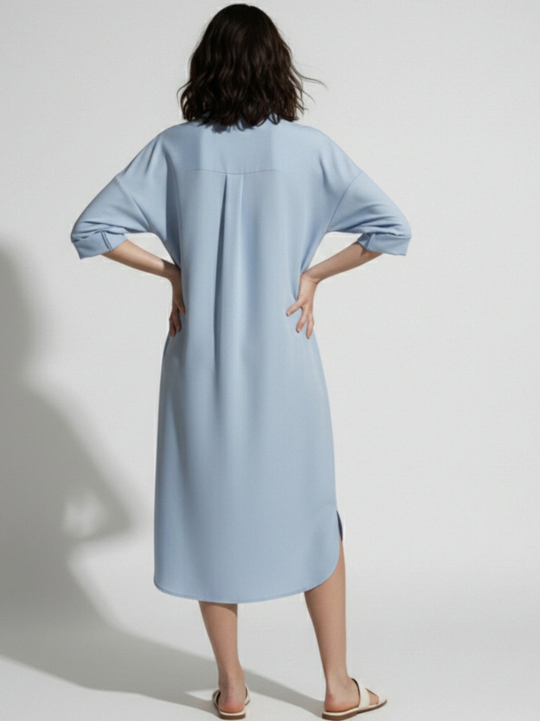 Blue Straight Fit Shirt Dress