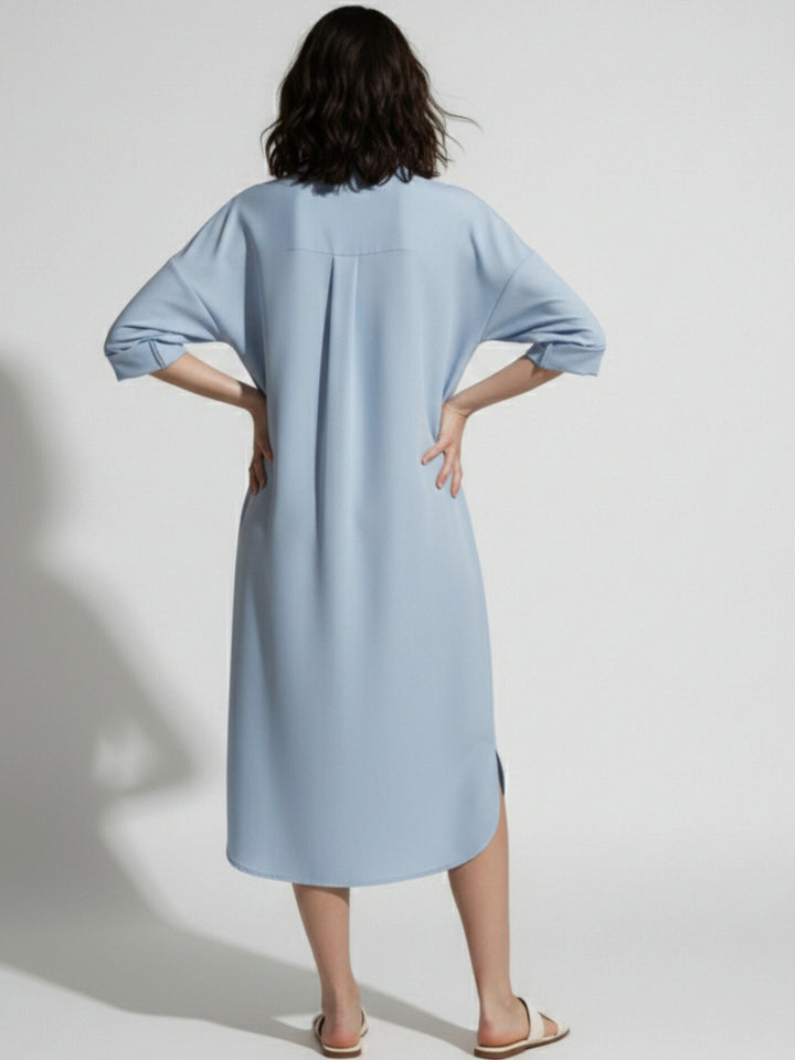 Blue Straight Fit Shirt Dress