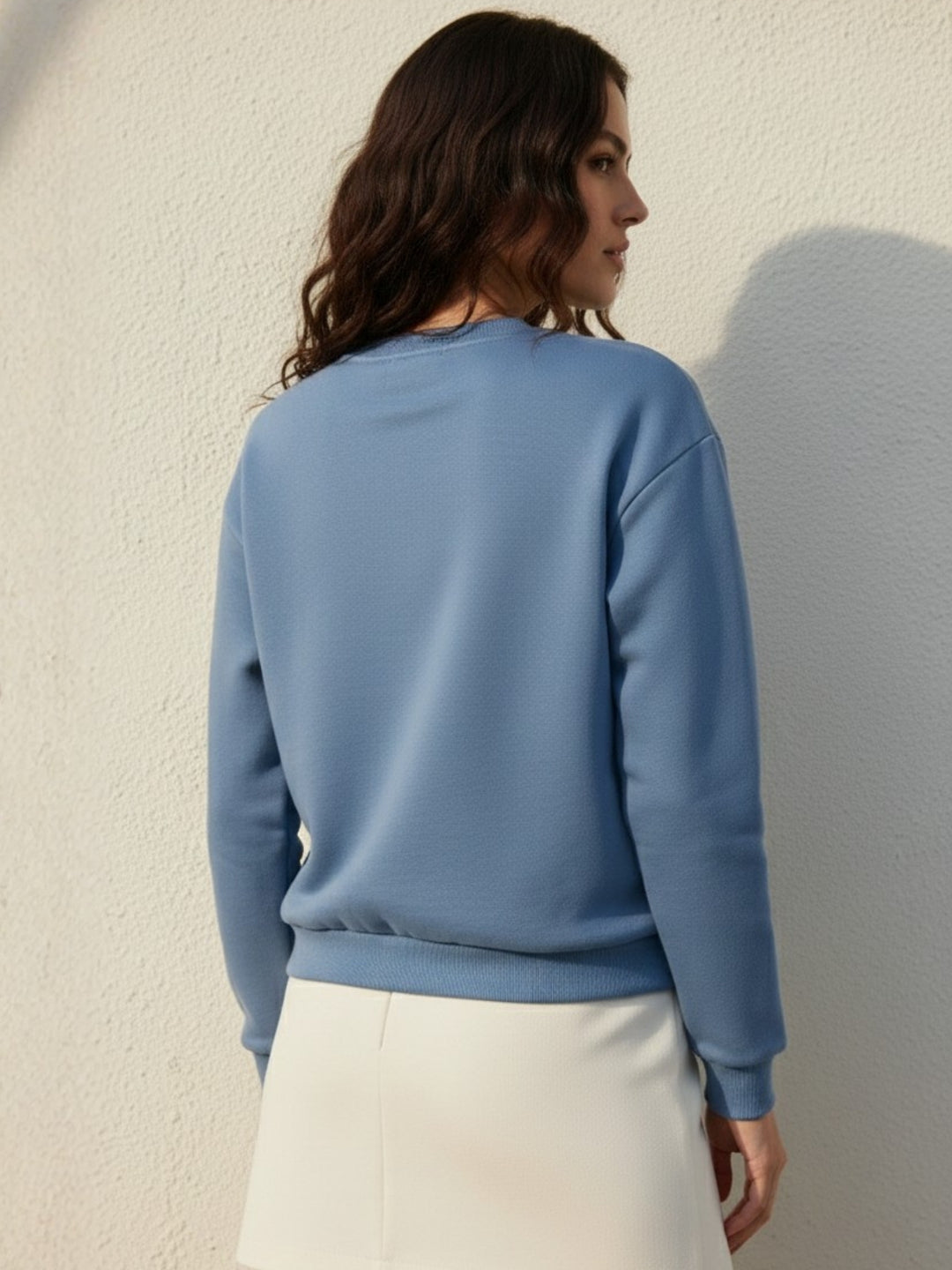 Blue Graphic Printed Oversized Fleece Sweatshirt