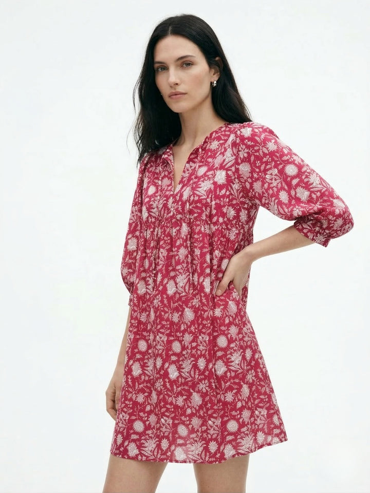 Pink Printed Kaftan Dress