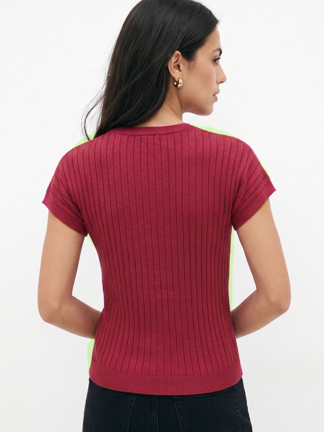Maroon Short Sleeve Crew Neck Top