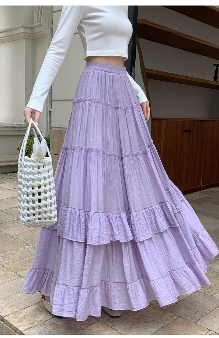 Lilac Textured Layered Ruffled Skirt