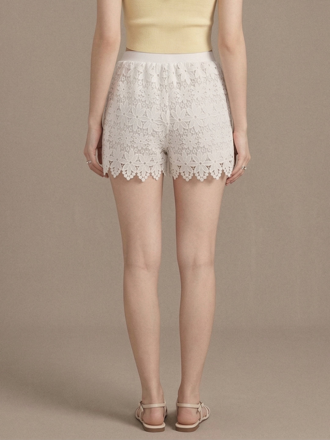 White High Waist Lace Shorts
