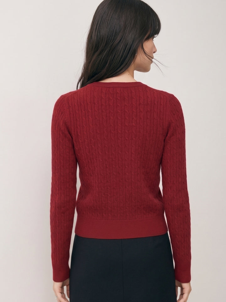 Red Full Sleeve Front Buttoned Cardigan