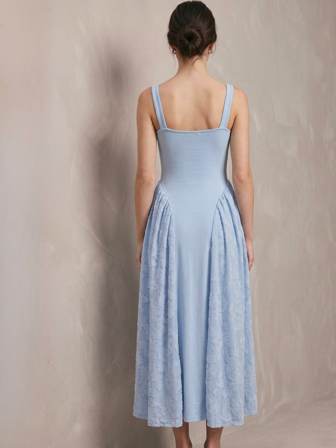 Light Blue Sleeveless Textured Dress